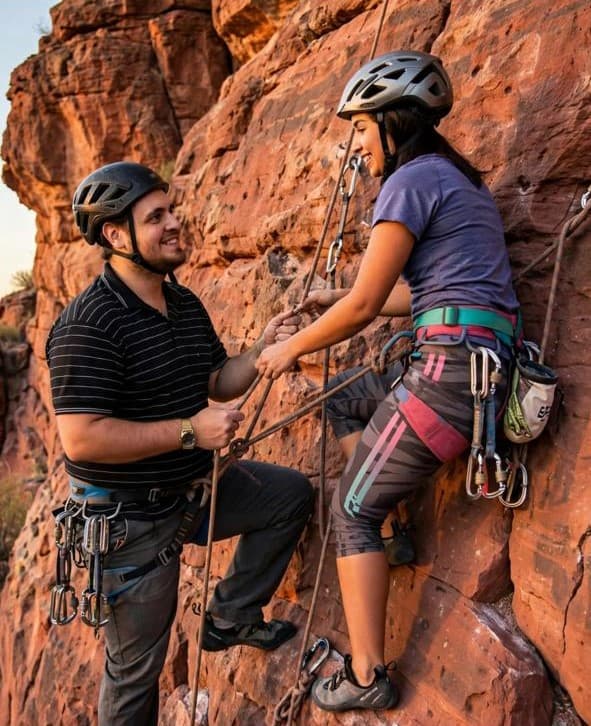 Carlos haciendo escalada en roca
