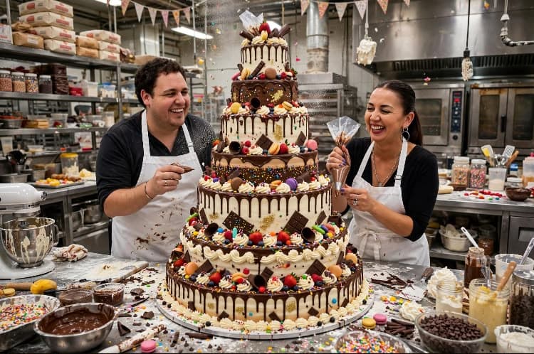 Carlos decorando tortas